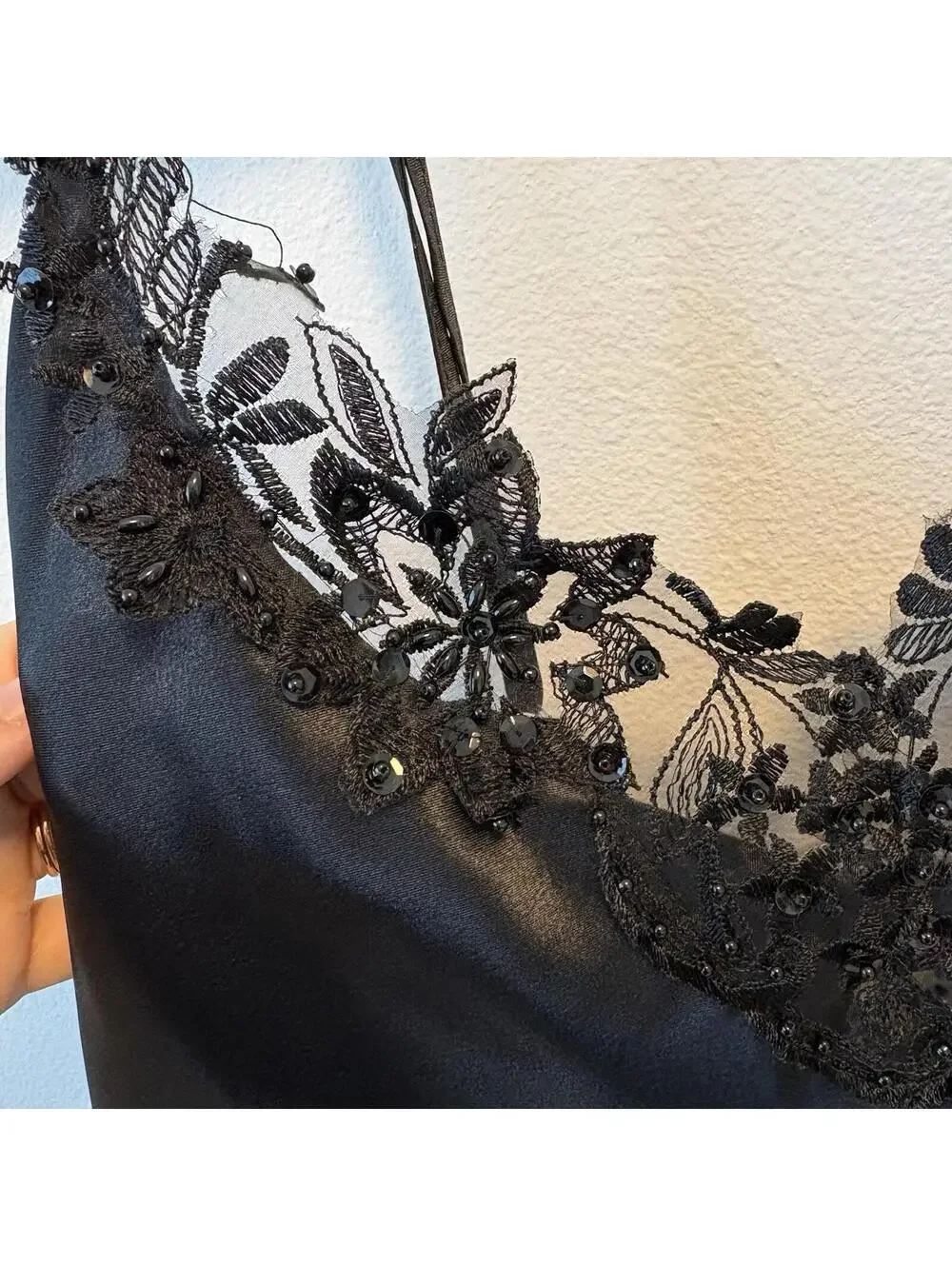 Vintage Frederick’s of Hollywood Size L Black Satin Maxi Wedding Night Lingerie